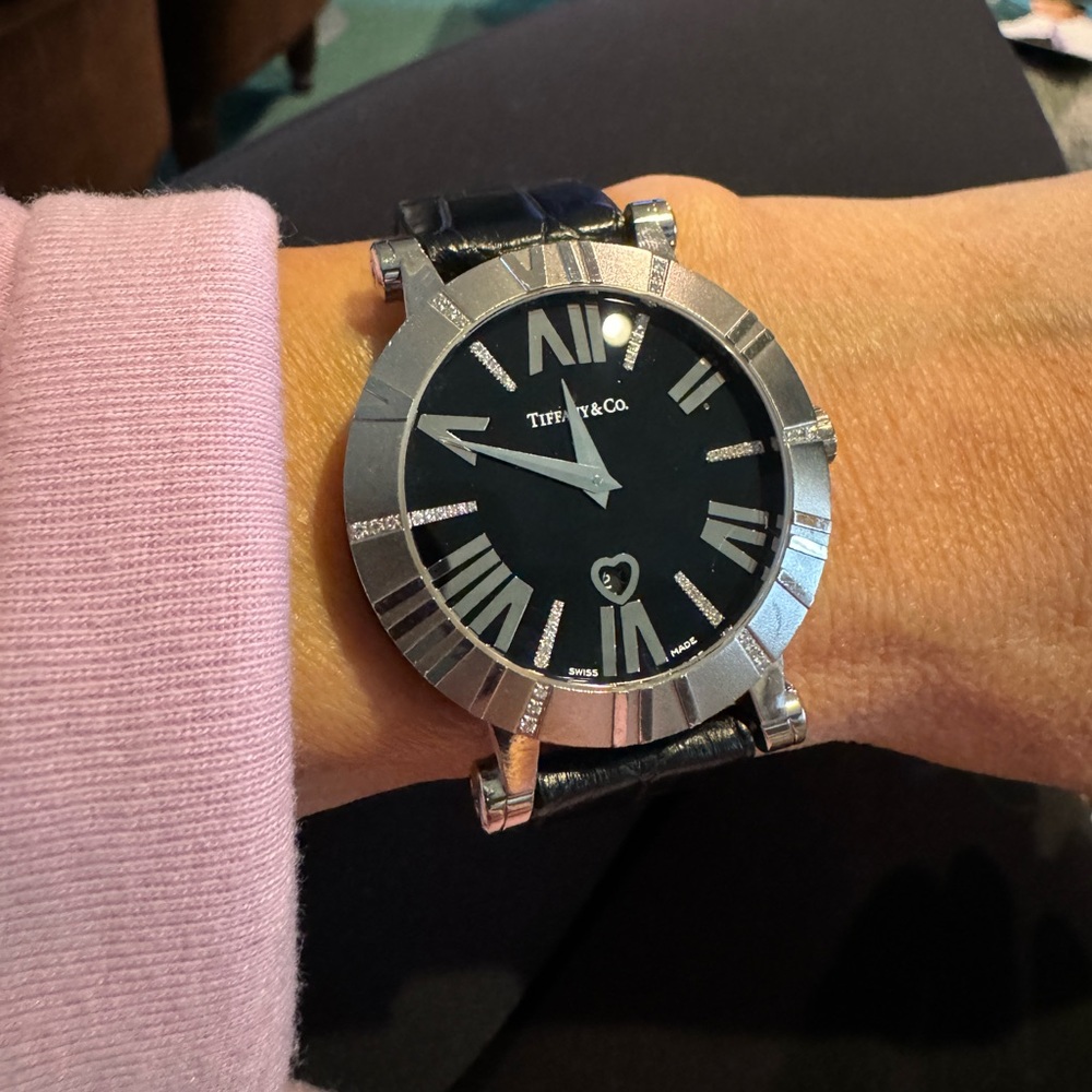 Tiffany & Co Atlas watch 18k white gold with diamonds - Picture 4 of 16